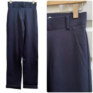 Betabrand Navy Classic Dress Yoga Straight Leg Pants Small Long 34 Inch Inseam